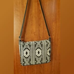 Mossimo Aztec Black and Ivory Print Crossbody Bag
